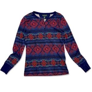 LRL Lauren Jeans Co. by Ralph Lauren Aztec Southwest Print Henley